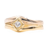 Anello vintage in oro giallo e rosa 8k con diamante (0.15ct)
