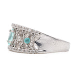 Anello a fascia vintage in platino con tormaline Paraiba (0.23ctw) e diamanti (0.40ctw), anni ‘2000