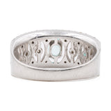 Anello a fascia vintage in platino con tormaline Paraiba (0.23ctw) e diamanti (0.40ctw), anni ‘2000