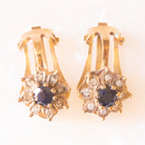 Vintage-Ohrringe aus 9-karätigem Gelbgold mit Saphiren (ca. 0.40 ctw) und Diamanten (ca. 0.08 ctw)
