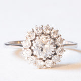 Vintage 18K White Gold Old European Cut Diamond Daisy Ring (approx. 1.20ctw), 60s
