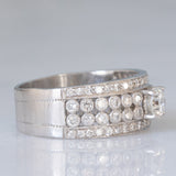 Bague vintage en or blanc 14 carats avec diamants taille brillant (environ 1.38 ct), années 80