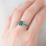 Anello vintage in oro giallo 9K e topazi azzurri (2.80ctw ca.), anni ‘90