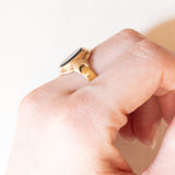 Vintage-Siegelring aus 14-karätigem Gelbgold mit Heliotrop (Blutstein), 50er Jahre