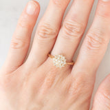 Anello a fiore vintage in oro giallo 14K con diamanti di taglio brillante (0.40ctw ca.), anni ‘70
