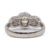 Anello vintage in platino 900 con diamante centrale di 0,46ct e contorno di 0,47ctw