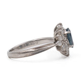 Anello vintage in platino 900 con zaffiro (1,13ct) e diamanti (0,61ctw)