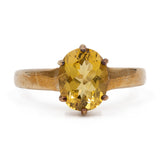 Anello cocktail in oro giallo 9k con berillo giallo