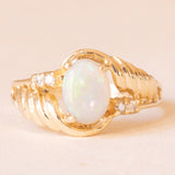 Vintage-Ring aus 14-karätigem Gelb- und Weißgold mit Opal (ca. 0.70 ct) und Diamanten (ca. 0.04 ctw), 60er/70er Jahre