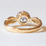 Antiguo anillo francés de oro amarillo y blanco de 18 quilates con diamantes (talla brillante central de aproximadamente 0.28 quilates), años 30/40