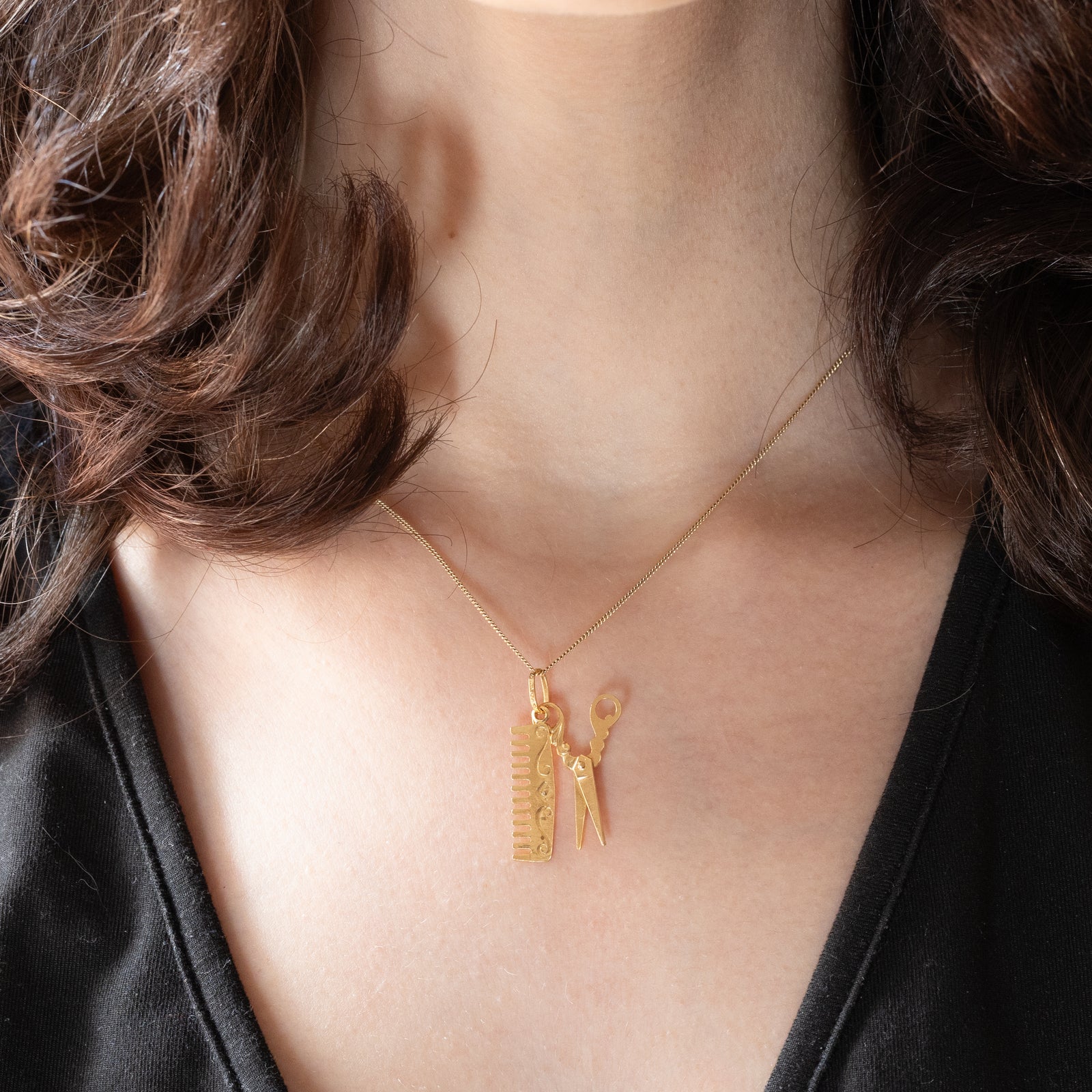 Collana Con Ciondolo A Pettine In Metallo - Accessorio Moda Donna E Ragazza - Oro/Argento Lunghezza Regolabile