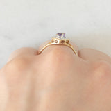 Anello vintage in oro giallo e bianco 9K con ametista di taglio a cuore (0.22ct ca.) e diamante, anni ‘90