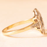 Antiker 18-Karat-Gelb- und Weißgold-Diamant-Blumenring im alten europäischen Schliff (ca. 0.88 ctw), 20er Jahre