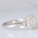 Anello a margherita vintage in platino con diamanti di taglio brillante (1.02ctw), anni ‘70/‘80
