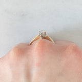 Solitario vintage in oro giallo 14K con diamante di taglio brillante (0.25ct ca.), anni ‘40/‘50