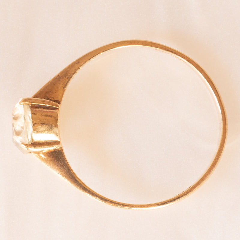 Solitario vintage in oro giallo 9K con quarzo citrino (1ct ca.), anno 1981
