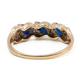 Anello vintage in oro giallo 9k con zaffiri e diamanti