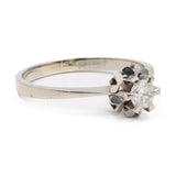 Anello vintage solitario in oro bianco 18k con diamante (0,22ct), anni '60