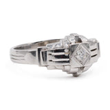 Anello solitario Art déco in oro bianco 18k con diamante (0,10ct), anni '30