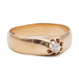 Solitario antico "Gypsy" in oro giallo 14k con diamante di taglio vecchio di 0,12ct, primi del '900