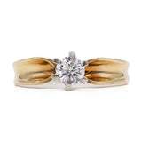 Anel solitário vintage "RESERVED" em ouro amarelo 14k com diamante (0,25 ct), década de 70