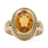 Anello vintage in oro giallo 8k con quarzo citrino