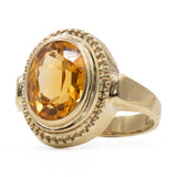 Anello vintage in oro giallo 8k con quarzo citrino