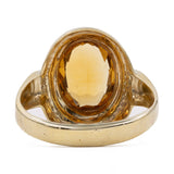 Anello vintage in oro giallo 8k con quarzo citrino