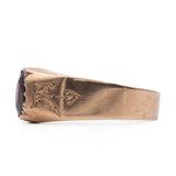 Anello vintage in oro rosa 8k inciso con granato