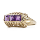 Anel vintage "RESERVADO" em ouro amarelo 8k com ametistas, década de 70