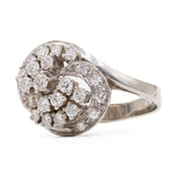 Anello vintage Tourbillon in oro bianco 14k con diamanti (0,80ctw), anni '60