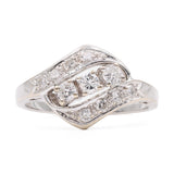 Anello vintage in oro bianco 14k con diamanti (0,60ctw), anni '60
