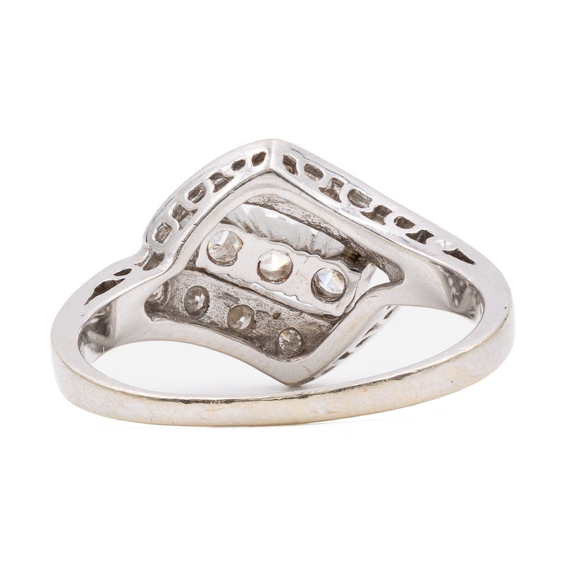 Anello vintage in oro bianco 14k con diamanti (0,60ctw), anni '60