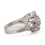 Bague fleur vintage en or blanc 14 carats avec diamant central de 0,80 ct et diamants environnants de 0,36 ct, années 70