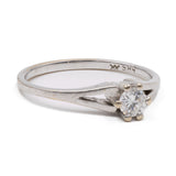 Anello solitario in oro bianco 14k con diamante (0,23ctw), anni '70