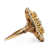 Anello vintage in oro giallo 18k con zaffiri (0,30ctw) e diamante (0,30ct), anni '50