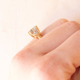 Vintage 9K yellow gold ring with aquamarine (0.60ct approx.) and diamonds (0.03ctw approx.), year 1983