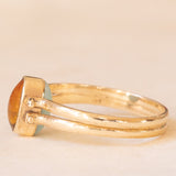 Anello doppio girevole vintage in oro giallo 9K con amazonite e ambra, anni ‘70/‘80