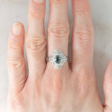 Anello ballerina vintage in platino con alessandrite naturale (1.10ct) e diamanti di taglio brillante e tapered (0.81ctw), anni ‘90