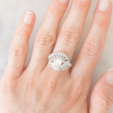 Anello ballerina vintage in oro bianco 18K con diamanti (1ctw ca.), anni ‘80