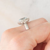 Anello a margherita vintage in platino con acquamarina (2ct) e diamanti (0.56ctw), anni ‘80