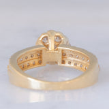 Anello a fiore in oro giallo 18K con diamanti di taglio brillante (1ctw), anni ‘70/‘80