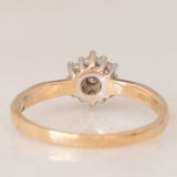 Anello a margherita vintage in oro giallo 9K con diamanti (0.21ctw ca.), anni ‘80/‘90