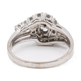 Anillo vintage de oro blanco de 18 quilates con diamantes de talla brillante (aprox. 0.90 quilates), años 60