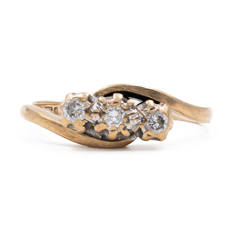 Anello vintage trilogy in oro giallo 9k e diamanti (0,09ctw)