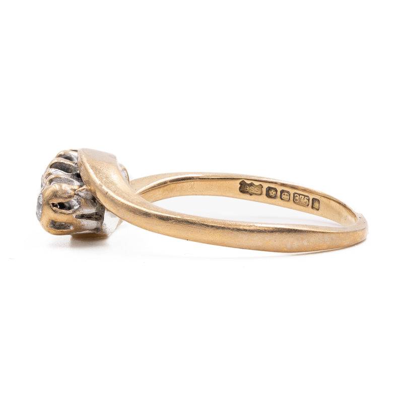 Anello vintage trilogy in oro giallo 9k e diamanti (0,09ctw)