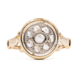 Anello vintage in oro giallo 18k e argento con rosette di diamante