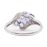 Anello vintage in oro bianco 14k con tanzaniti (1,20ctw) e diamanti