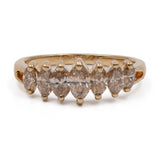 Anello vintage a veretta in oro giallo 18k con diamanti champagne marquise (1ctw)