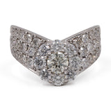 Anello vintage in platino 900 a V con diamanti (1.7ctw)
